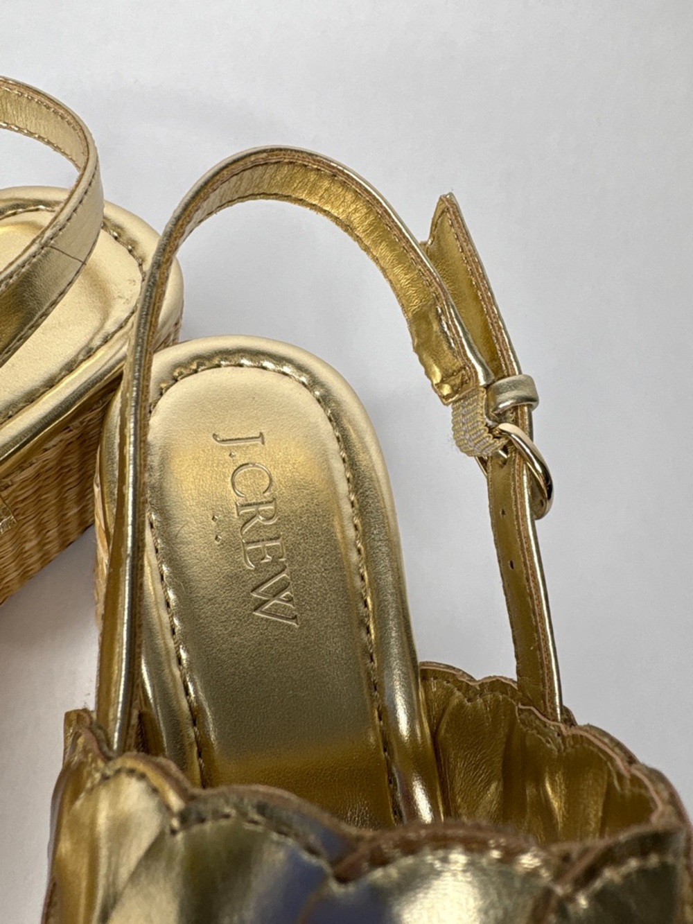 J. Crew Metallic Gold Braided Espadrille Platform Sandals - Picture 4 of 8